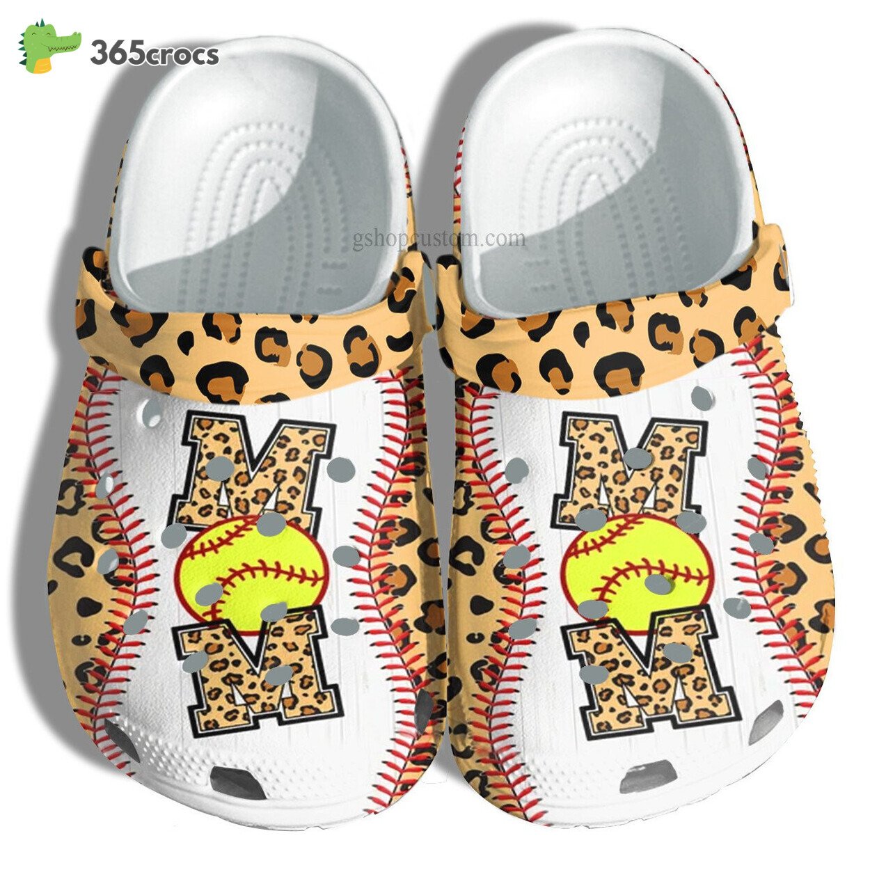 Baseball Mom Leopard Croc Shoes Gift Mommy Line Shoes Gift Mother’s Day