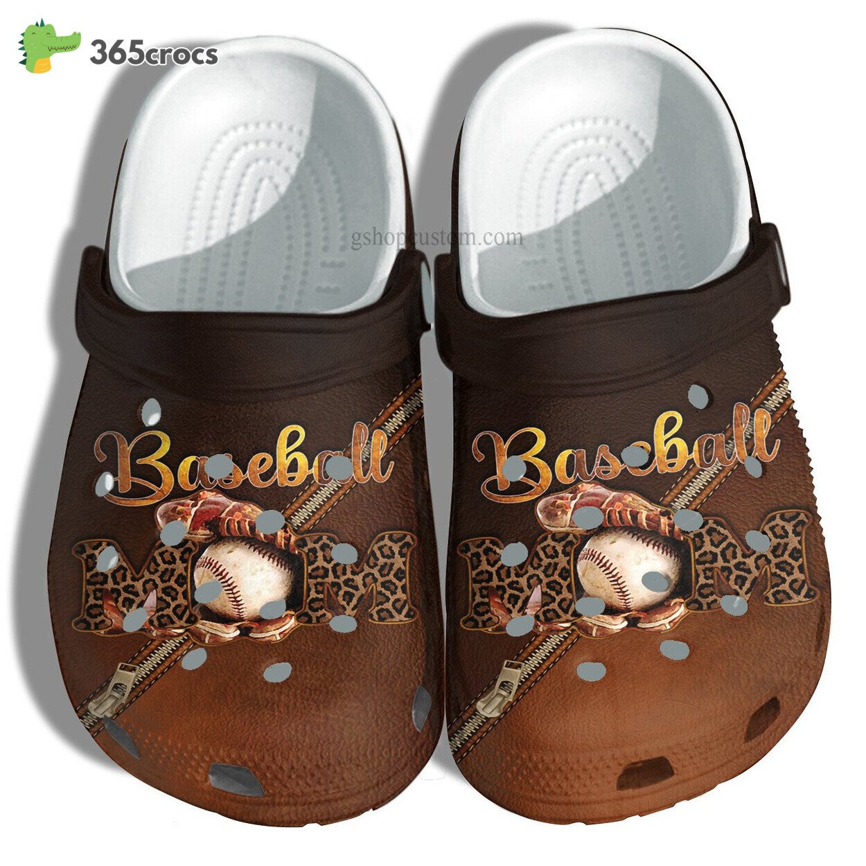 Baseball Mom Leopard Leather Shoes For Wife Mom Grandma Mom Shoes Croc Clogs