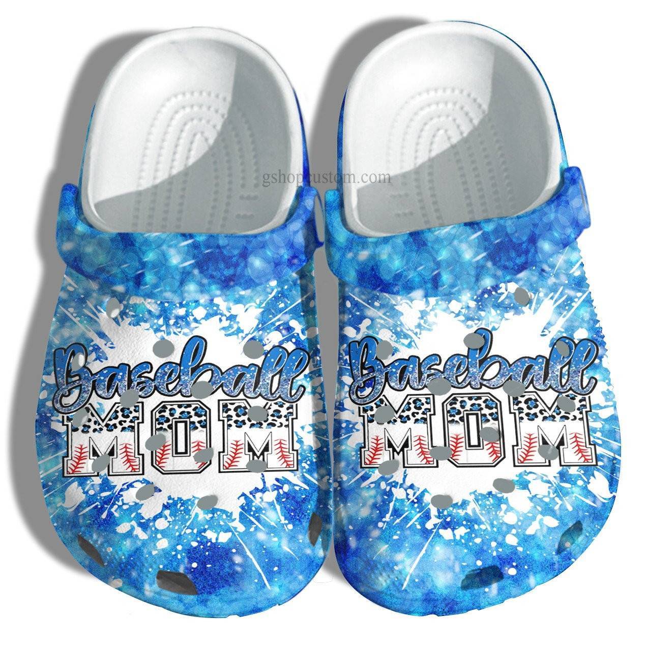 Baseball Mom Leopard Twinkle Blue Croc Crocss Clog Shoes Gift Wife – Baseball Line Leopard Crocss Clog Shoes Gift Mother Day