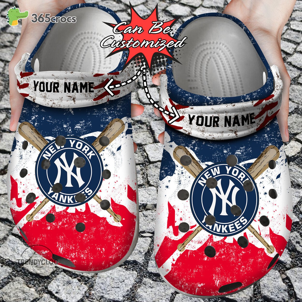 Baseball New York Yankees Personalized Watercolor New Clog Shoes