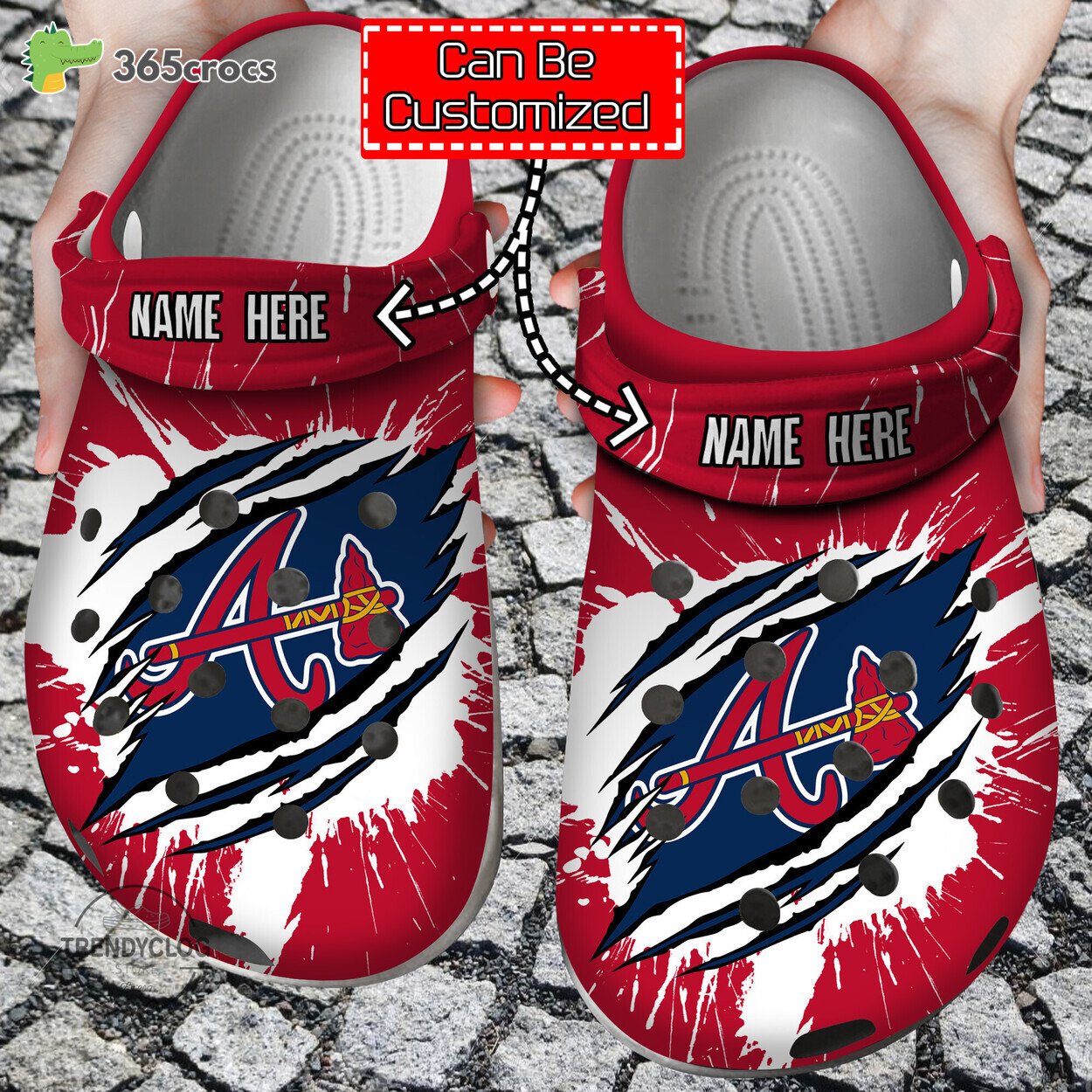 Baseball Personalized Atlanta Braves Ripped Claw Clog Shoes