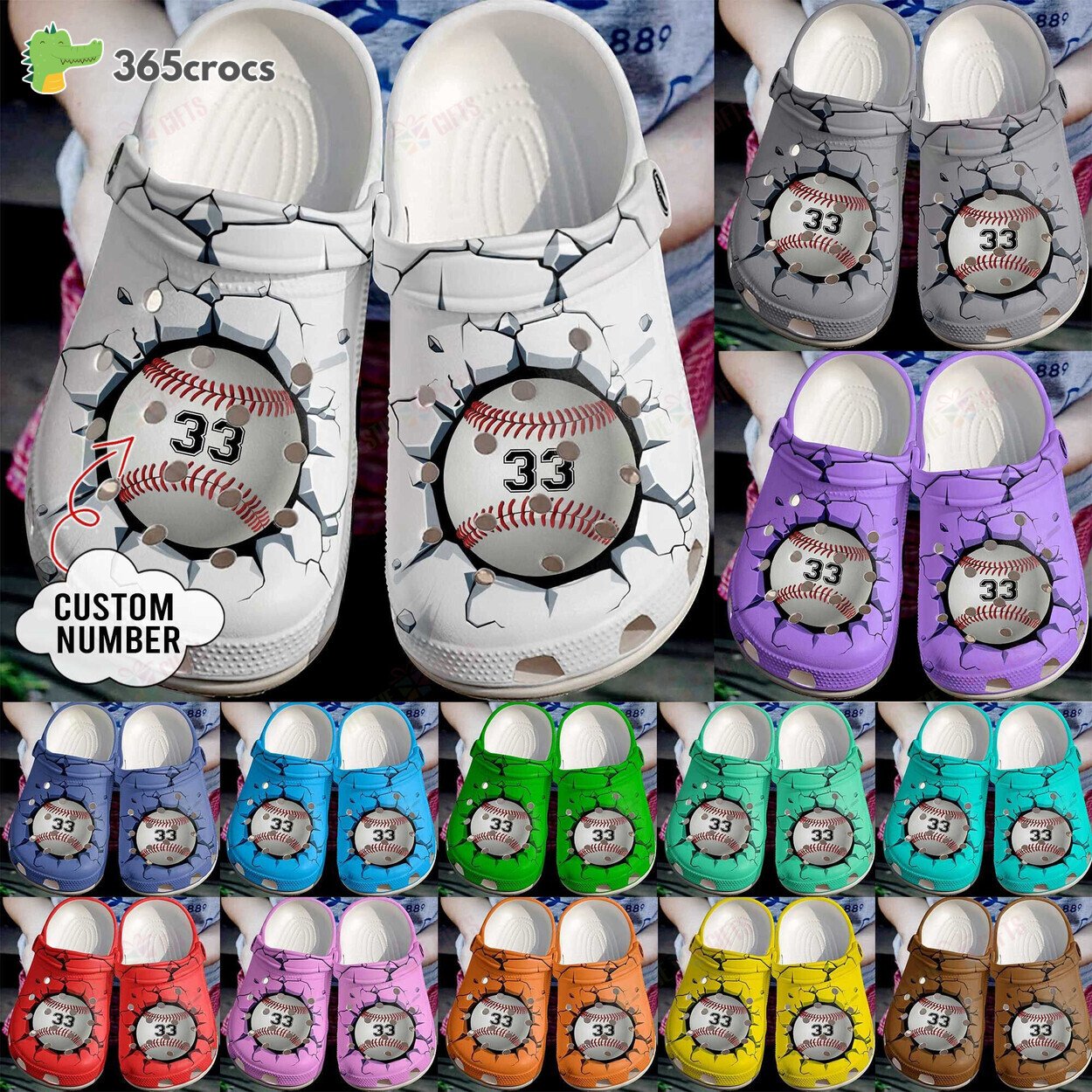 Baseball Personalized Baseball Broken Wall Classic Clog Shoes