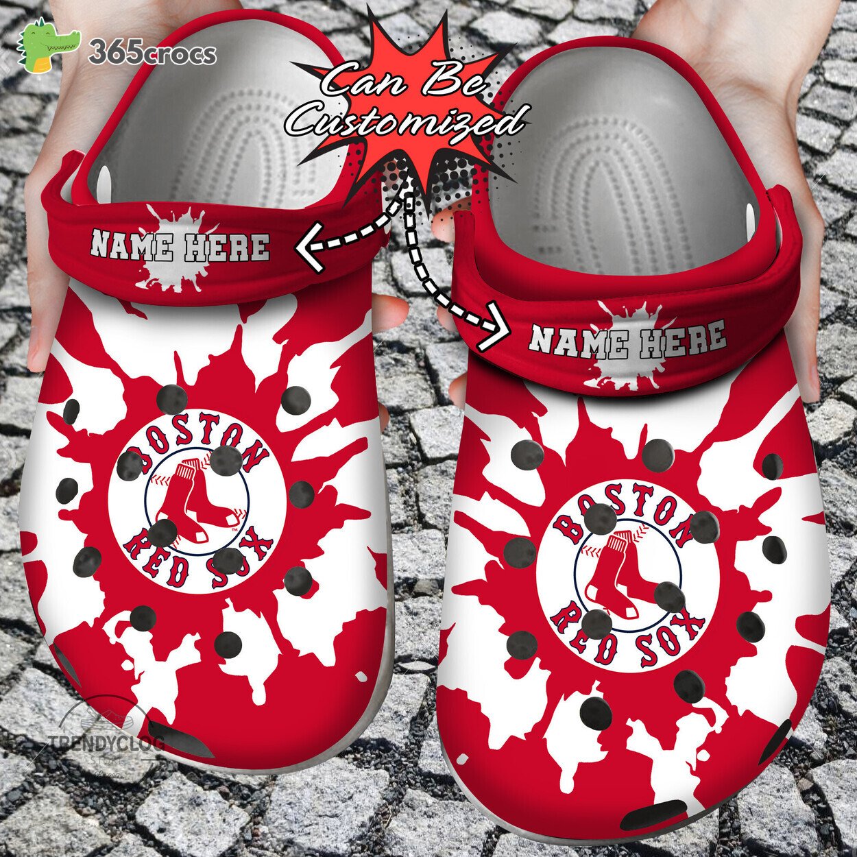 Baseball Personalized Boston Red Sox Color Splash Clog Shoes