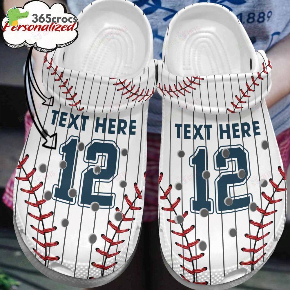 Baseball Personalized Classic Whitesole Uniform Crocss Clog Shoes