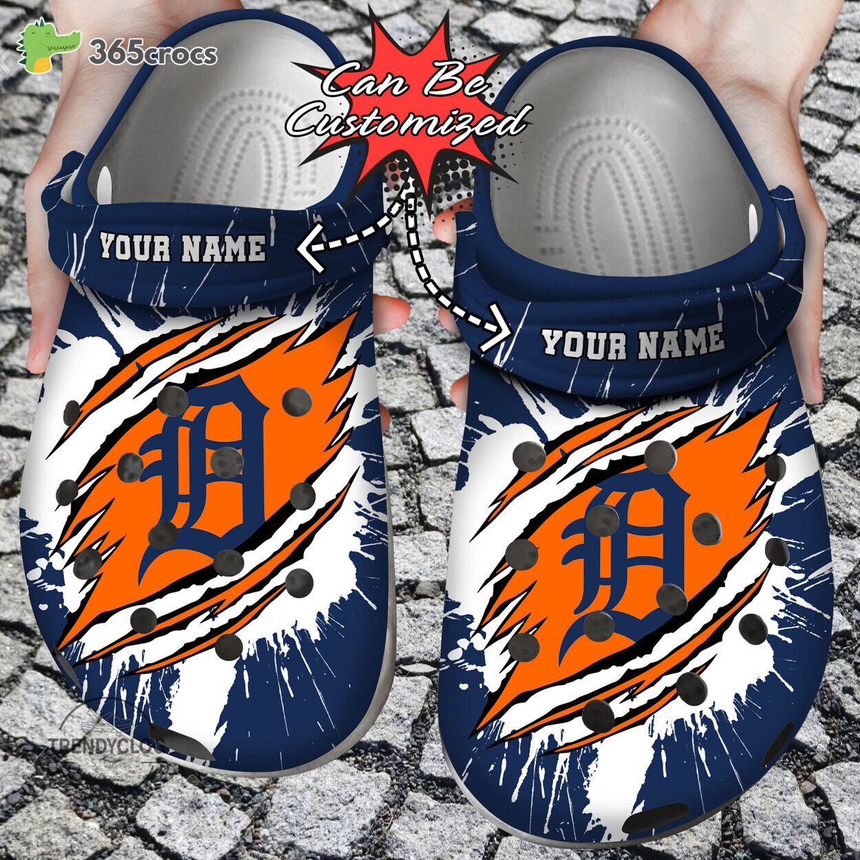 Baseball Personalized Detroit Tigers Ripped Claw Clog Shoes
