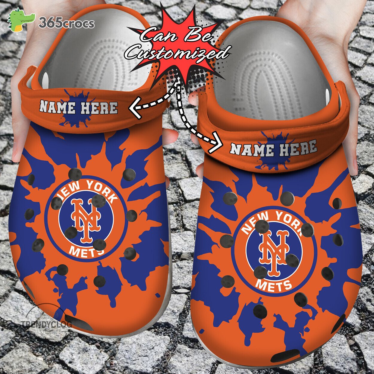 Baseball Personalized New York Mets Color Splash Clog Shoes