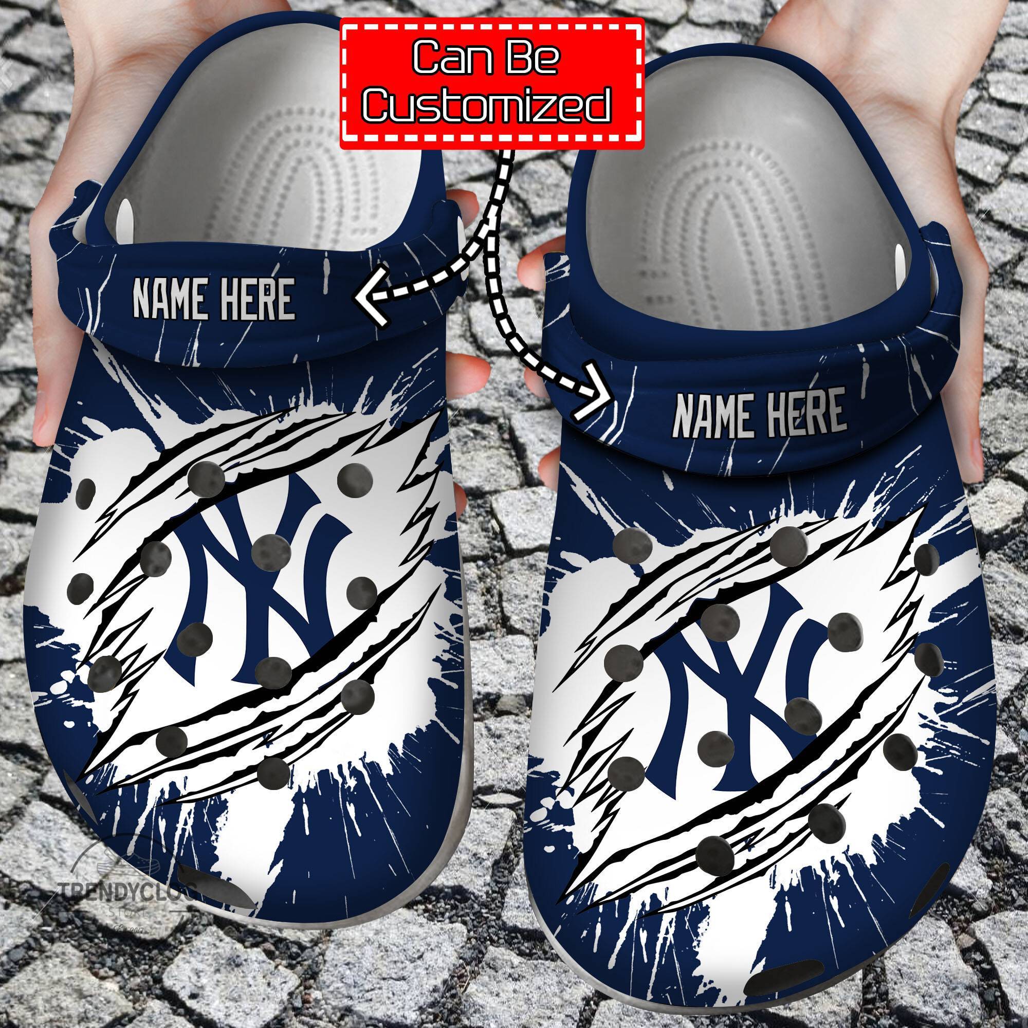 Baseball Personalized NY Yankees Ripped Claw Clog Crocss Shoes