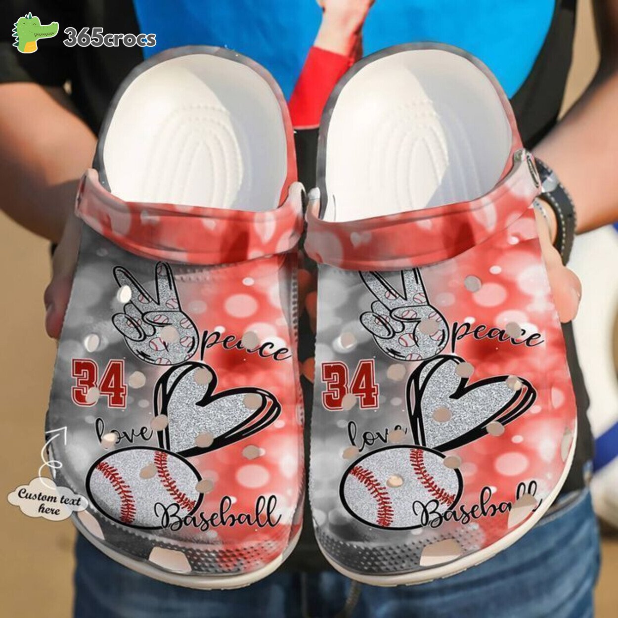 Baseball Personalized Peace Love Classic Clogs Shoes