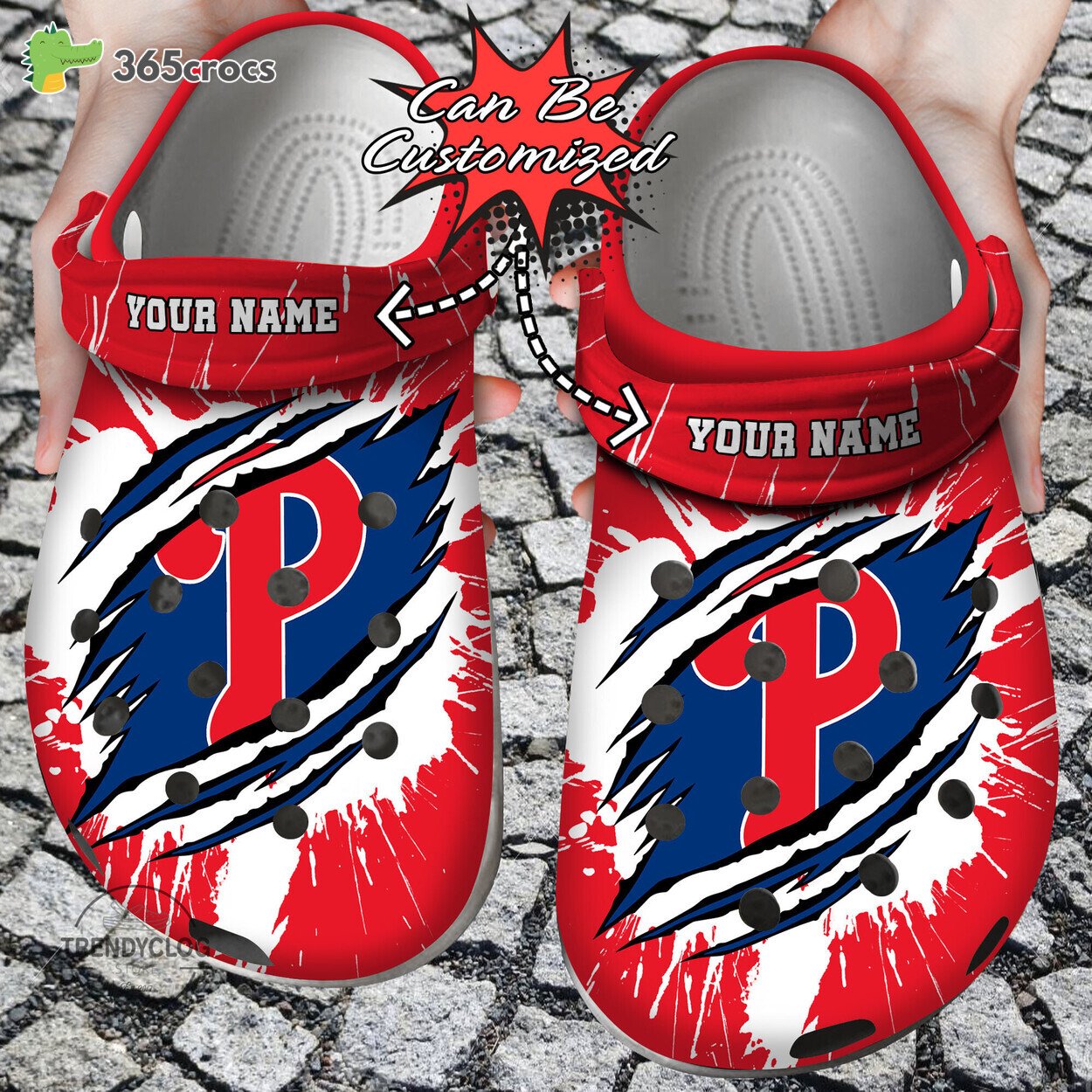 Baseball Personalized Philadelphia Phillies Ripped Claw Clog Shoes