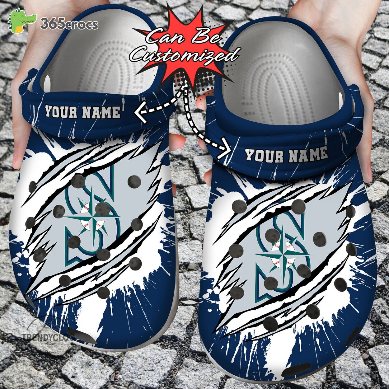 Baseball Personalized Seattle Mariners Ripped Claw Clog Shoes