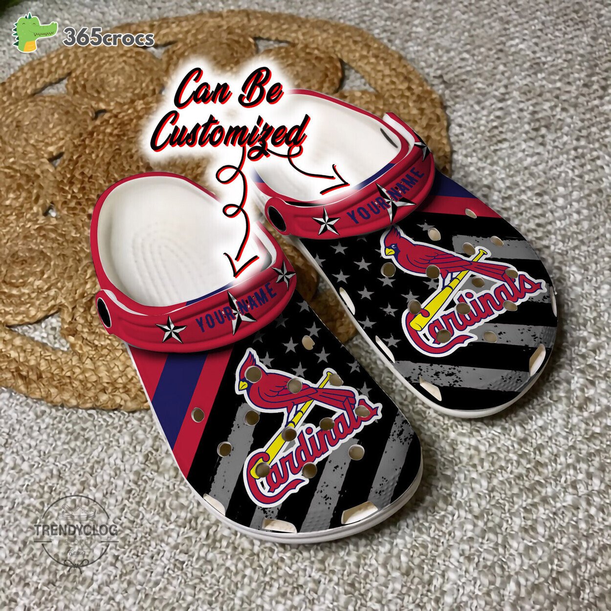 Baseball Personalized St. Louis Cardinals American Flag Clog Shoes