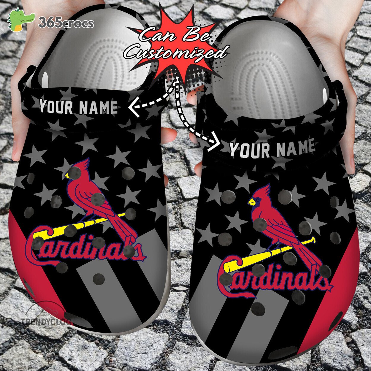 Baseball Personalized St. Louis Cardinals Star Flag Clog Shoes