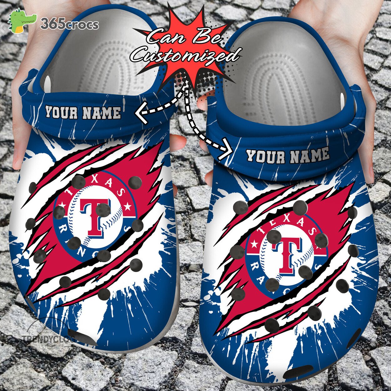 Baseball Personalized Texas Rangers Ripped Claw Clog Shoes