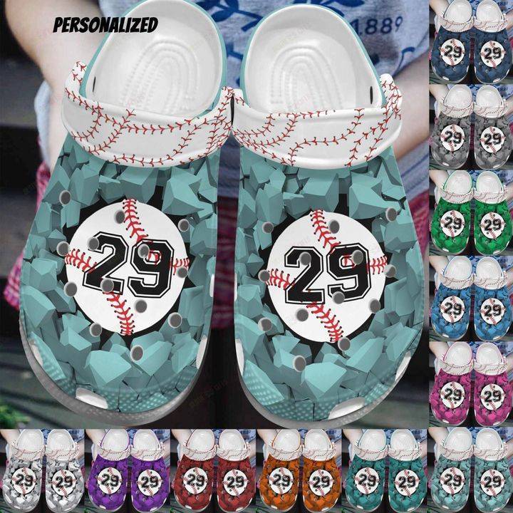 Baseball Personalized White Sole Proud Number Crocss Classic Clogs Shoes