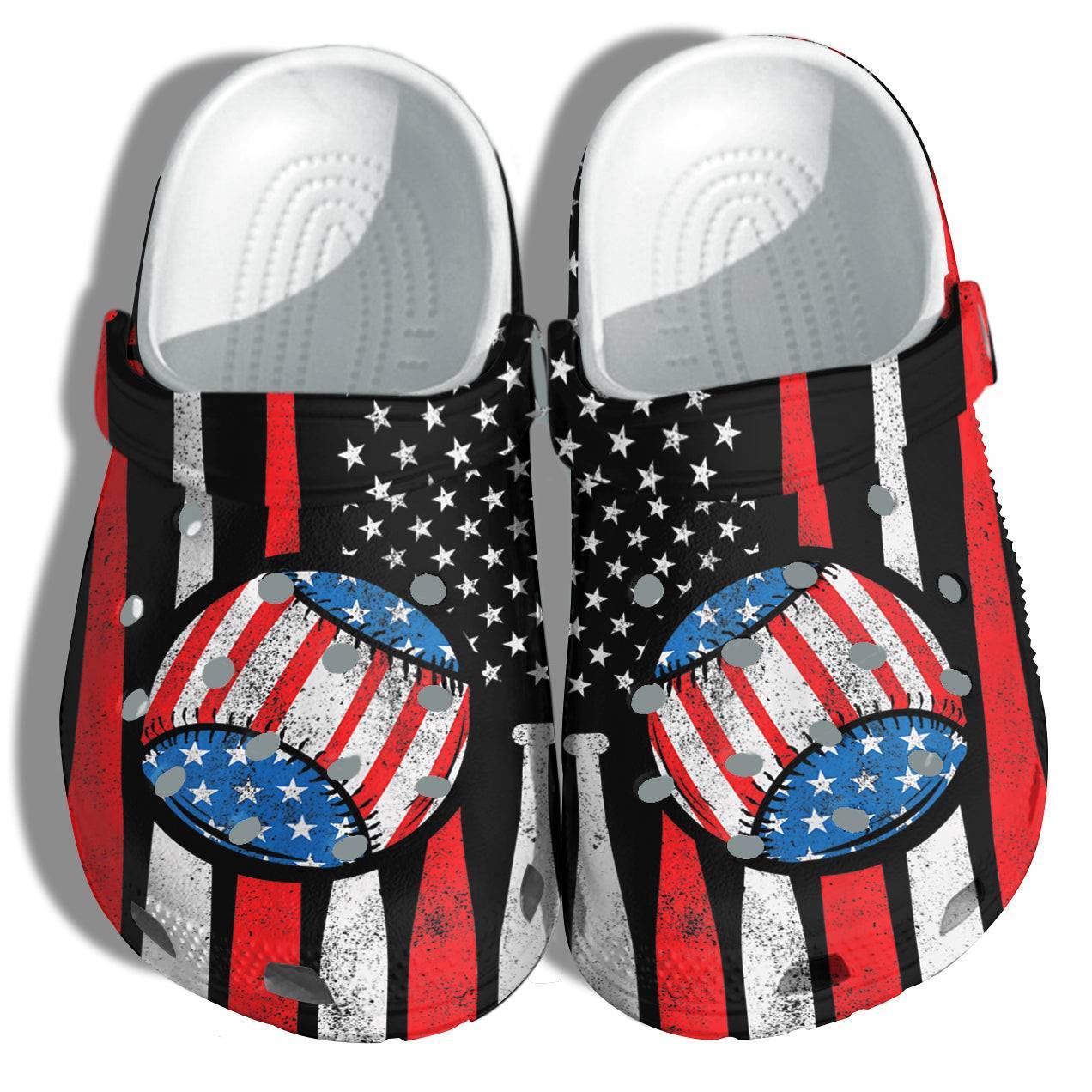 Baseball Play Sport 4Th Of July Crocss Clog Shoes Gift Men Women – Player Sport Spirit America Flag Crocss Clog Shoes Birthday Gift