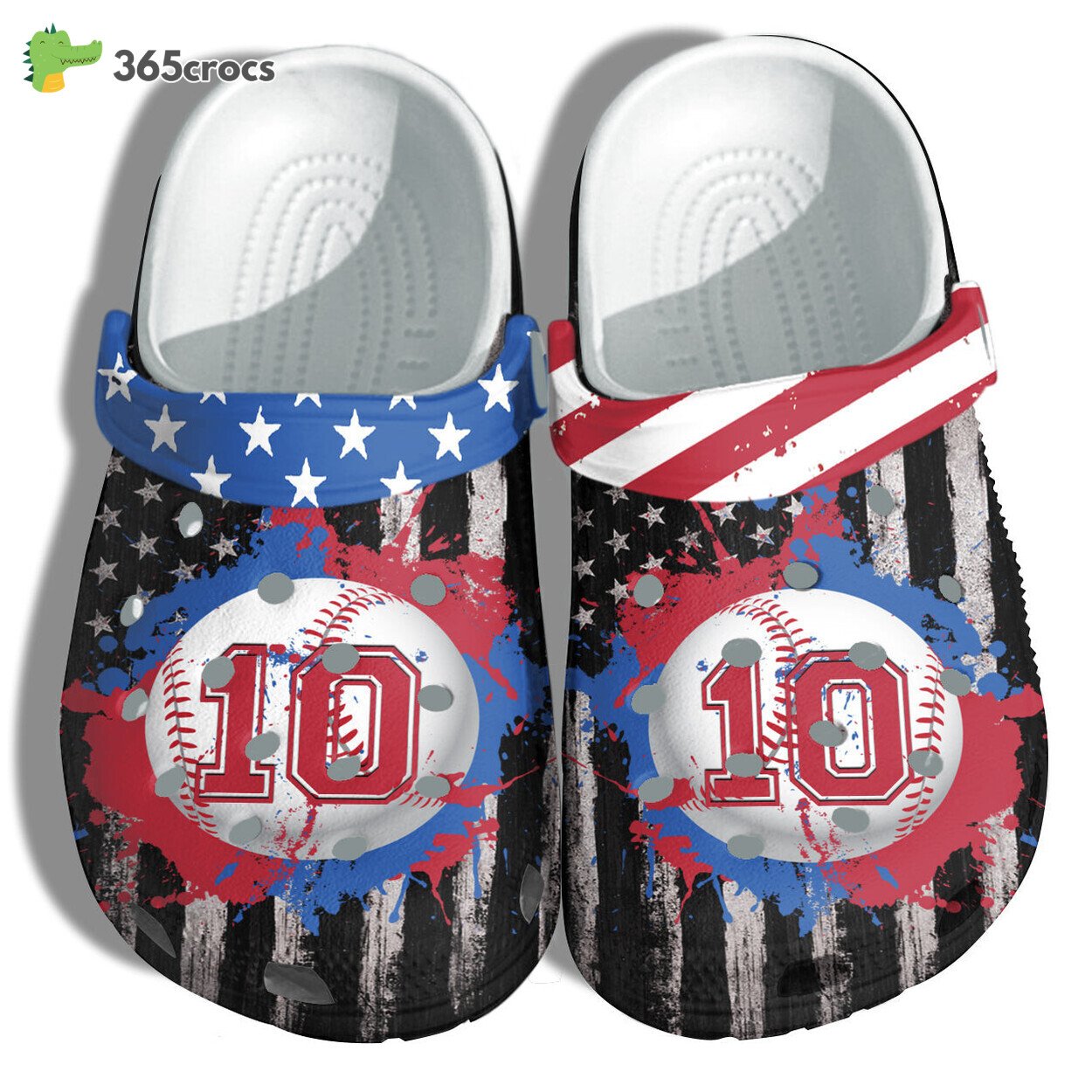 Baseball Player Spirit 4th July Clog Footwear Colorful Celebration of Sport