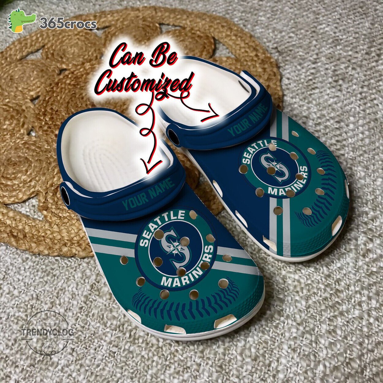 Baseball Seattle Mariners Personalized Baseball Logo Team Clog Shoes