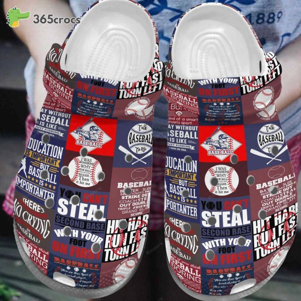 Baseball Stickers Motivation Classic Clogs Shoes Baseball Sporty Theme Croc Water Shoes Sport Crocss Clog Shoes