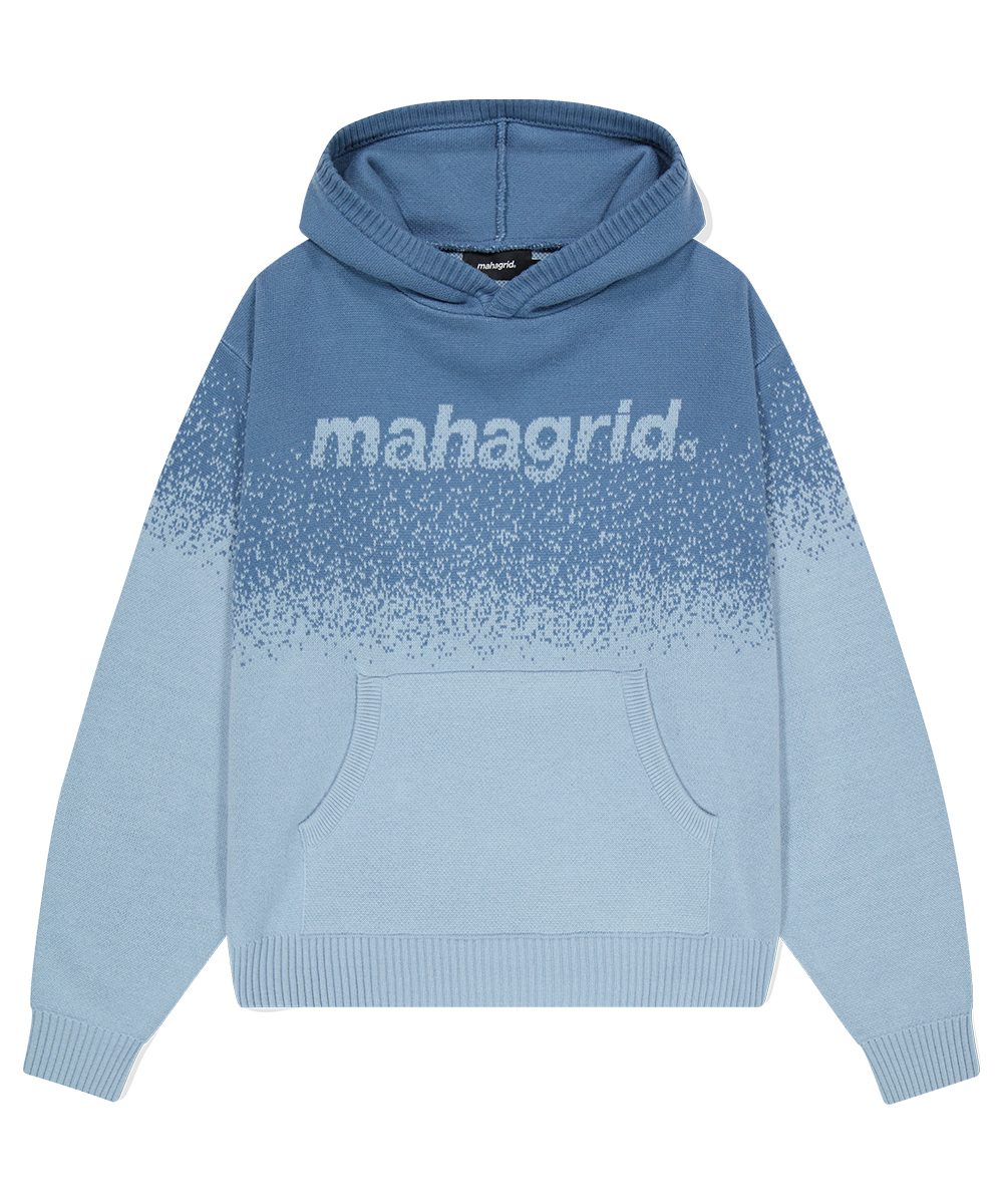 Basic Logo Ombre Knit Hoodie – Blue