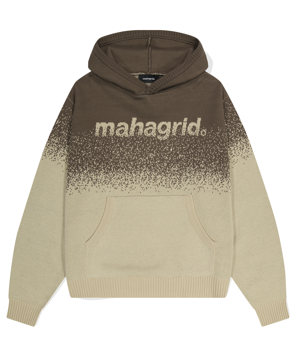 Basic Logo Ombre Knit Hoodie – Brown