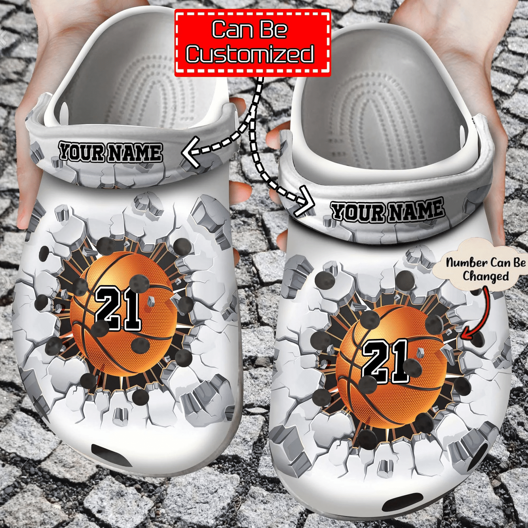 Basketball Crack Custom Name Number Crocss Clog Shoes Basketball Crocss