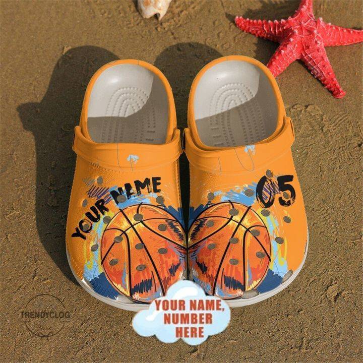 Basketball Crocss Basketball Custom Name Number Orange Clog Crocss Shoes