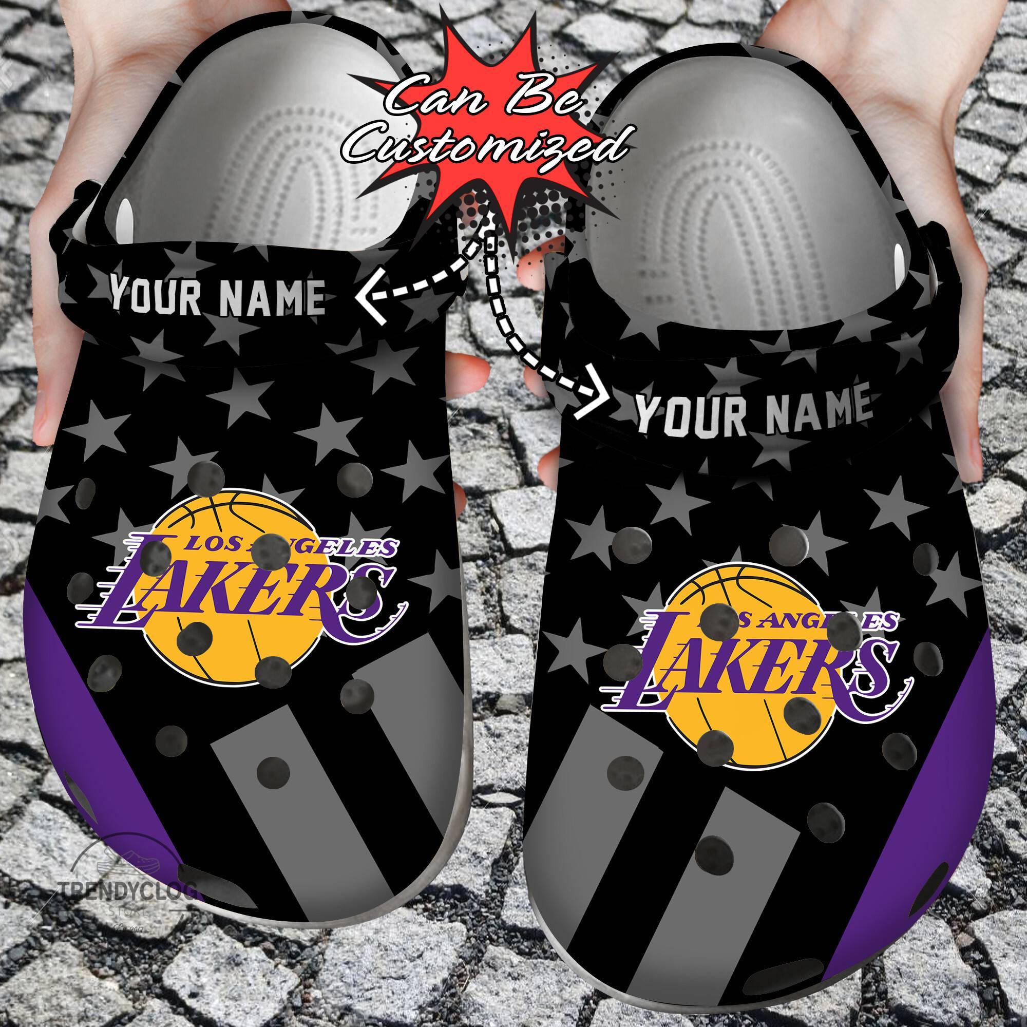 Basketball Crocss Personalized Los Angeles Lakers Star Flag Clog Shoes