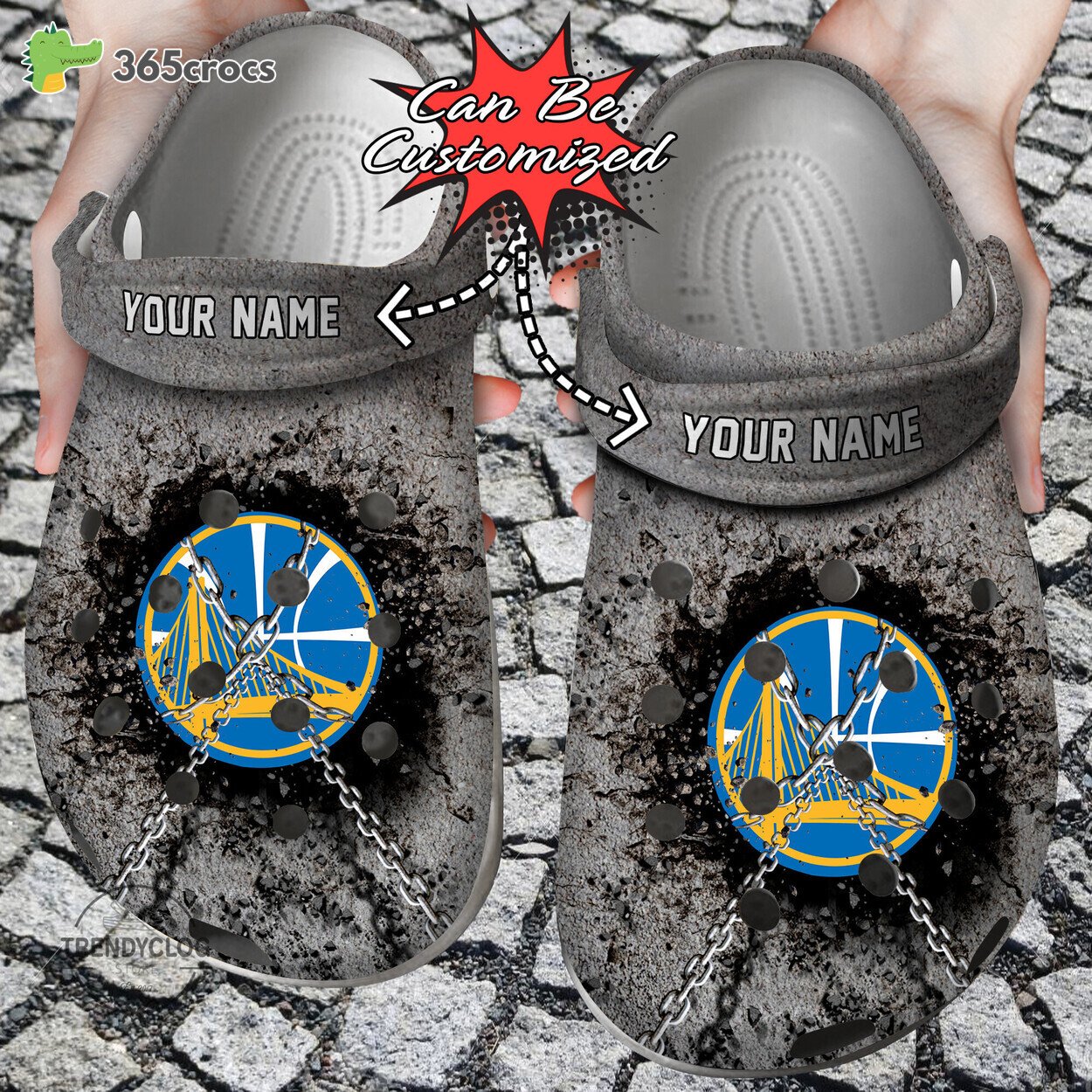 Basketball Golden State Warriors Personalized Chain Breaking Wall Clog Shoes