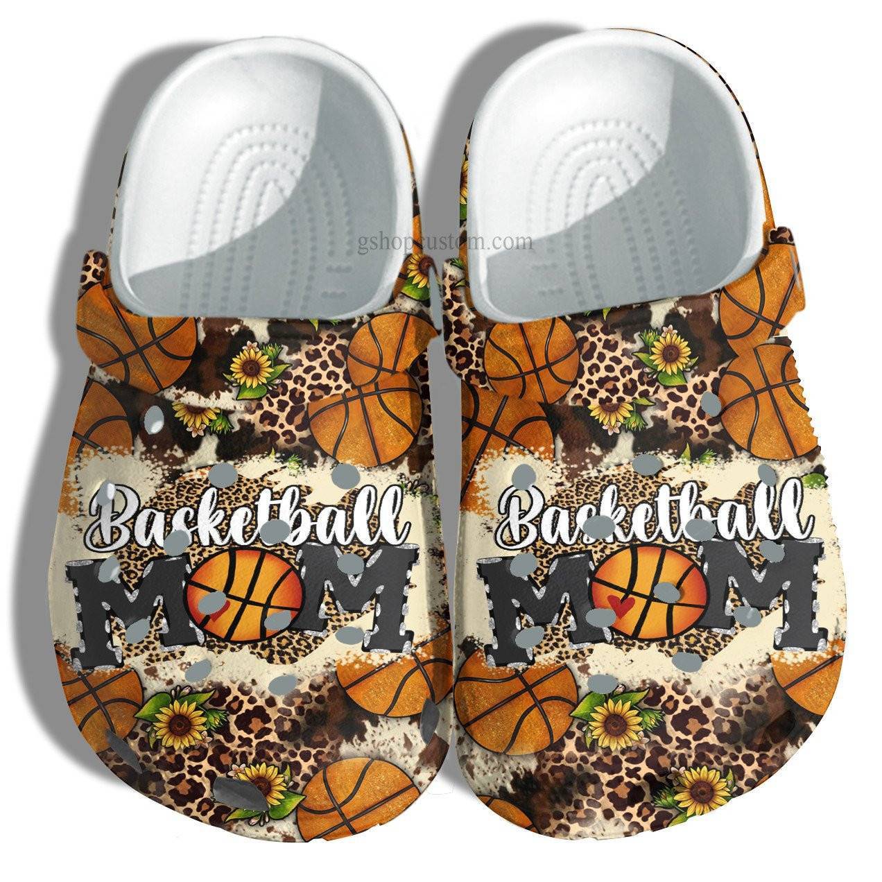 Basketball Mom Croc Crocss Clog Shoes Leopard Sunflower Style – Basketball Cheer Up Daughter Player Mom Crocss Clog Shoes Gift Mommy Birthday