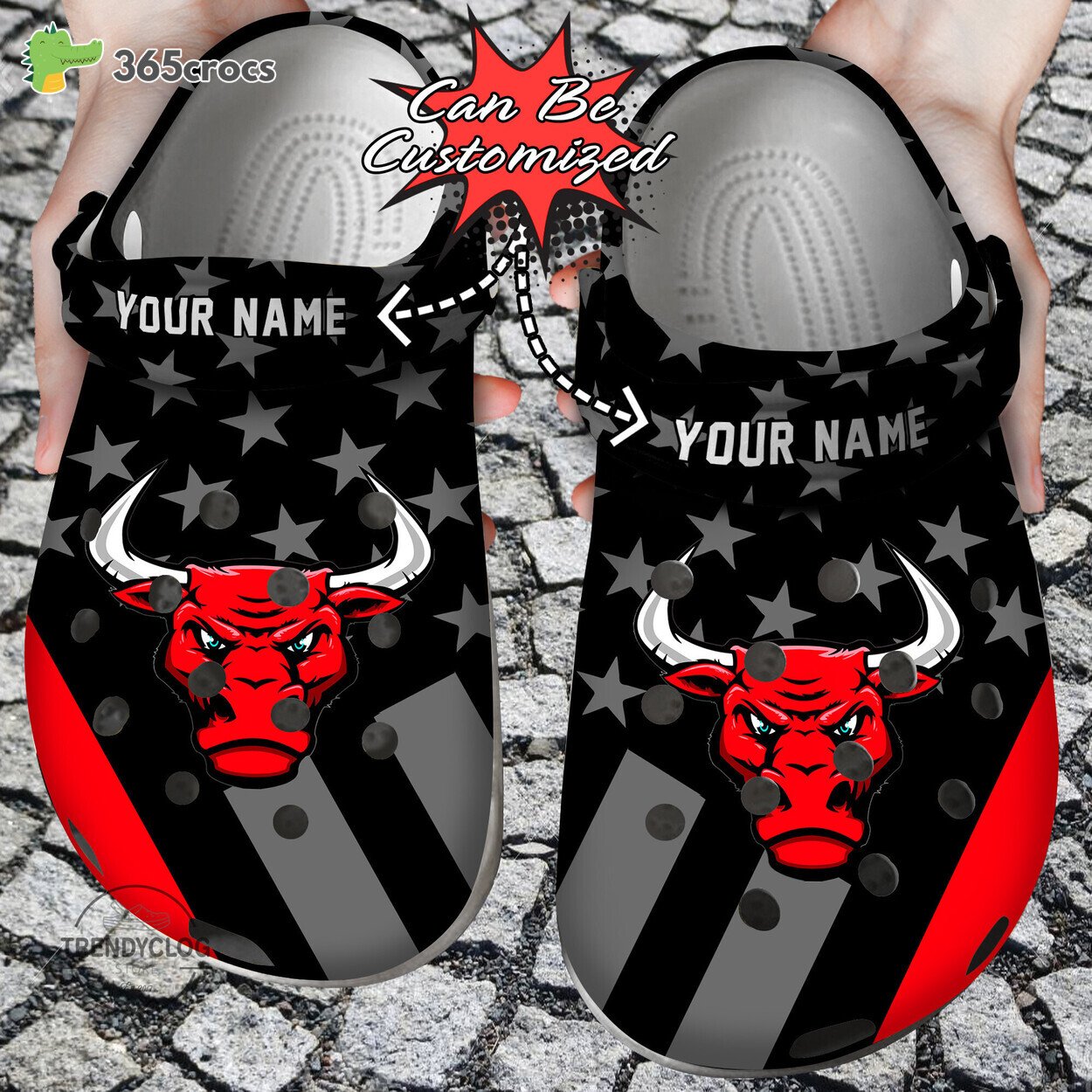 Basketball Personalized Chicago Bulls Star Flag Clog Shoes