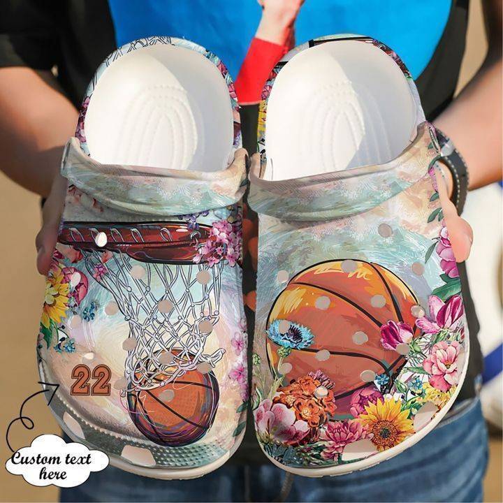 Basketball Personalized Floral Classic Clogs Crocss Shoes