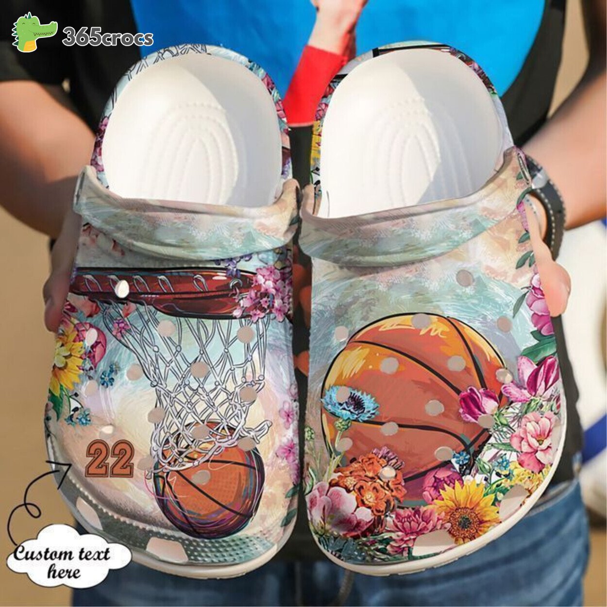 Basketball Personalized Floral Classic Clogs Shoes