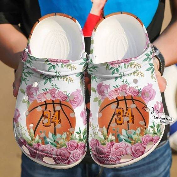 Basketball Personalized Floral Crocss Clog Shoes