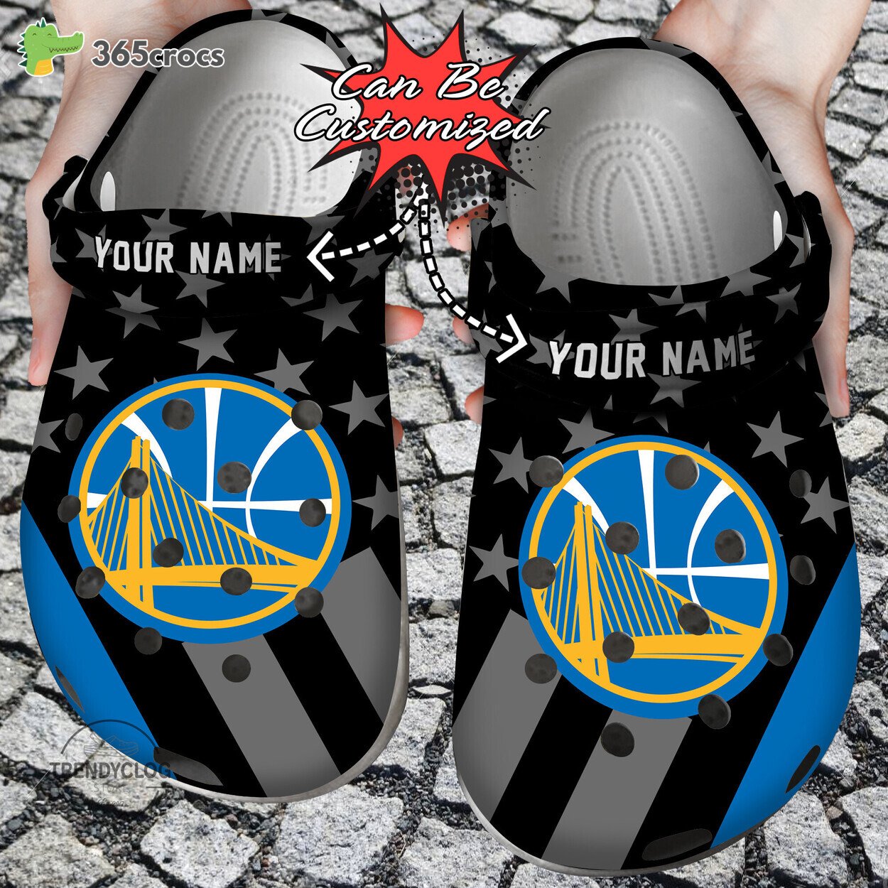 Basketball Personalized Golden State Warriors Star Flag Clog Shoes