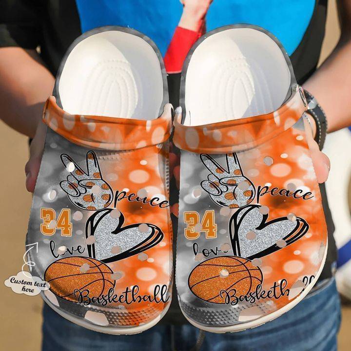 Basketball Personalized Peace Love Classic Clogs Crocss Shoes