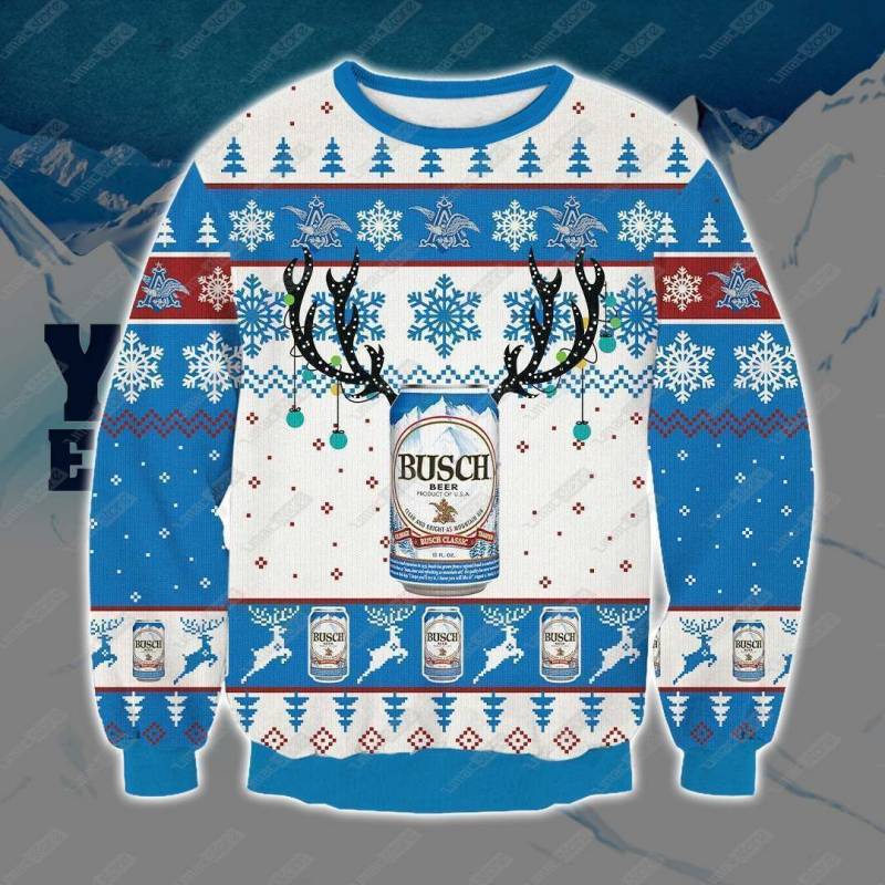 Busch Reinbeer 3D Print Ugly Christmas Sweatshirt