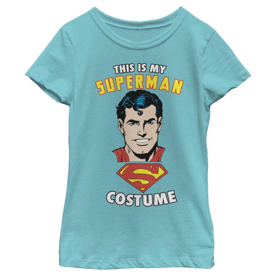 Superman Girl’s This is My Hero Costume  T Shirt