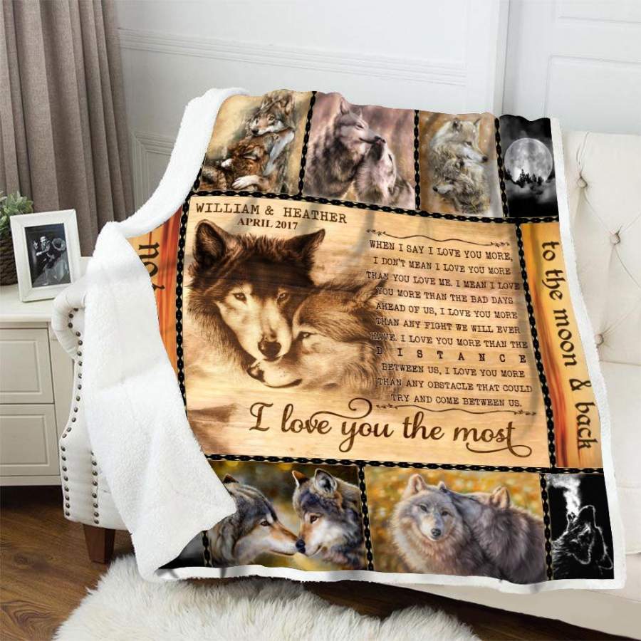 Wolf Blanket Giving Mom I Love You The Most