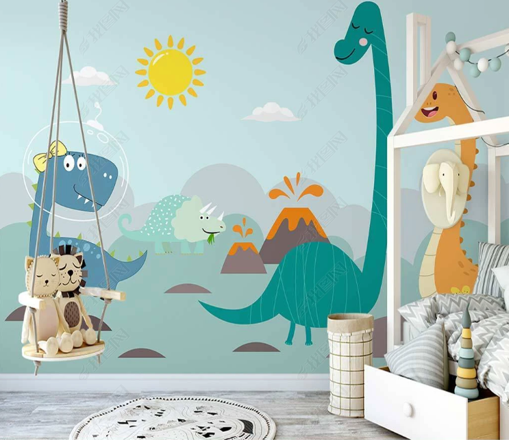 3D Cartoon Animal Dinosaur Kids Wall Mural Wallpaper Lqh 347