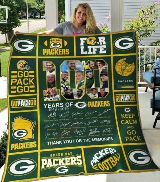 Green Bay Packers 100 Years Thank You For Memories 100 Cotton Fabric Ds0 07343 Fleece Quilt Blanket Personalized Home Decor