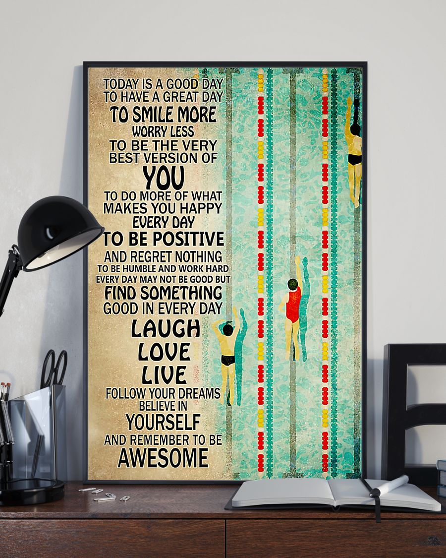 Swimming Today Is A Good Day Vertical Canvas And Poster | Wall Decor Visual Art