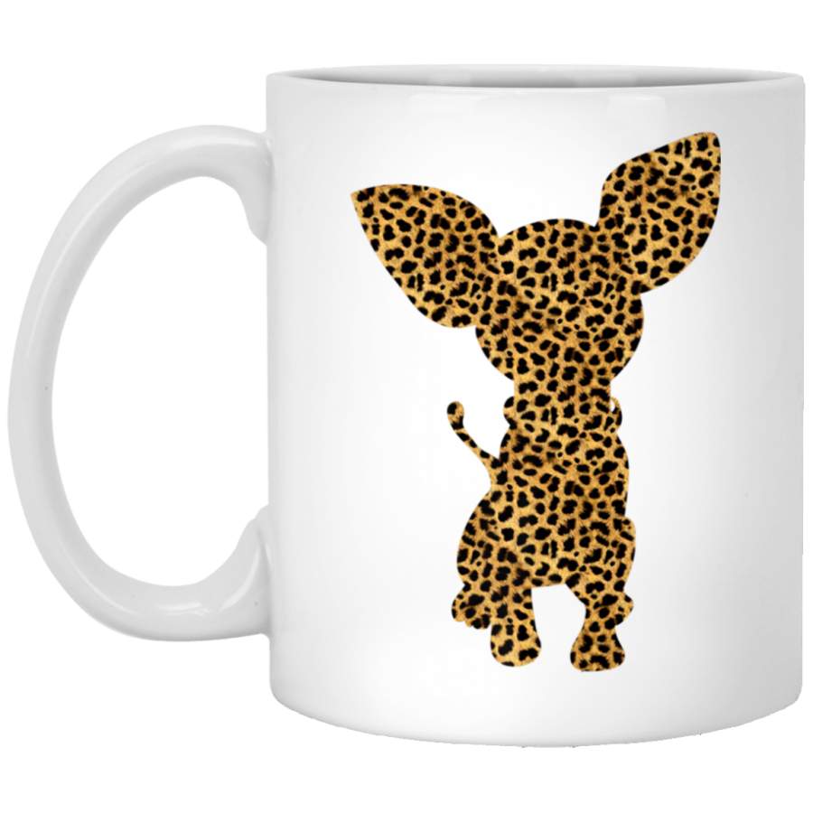 Chihuahua Leopard Print Dog Pup Animal Lover Women Gift 11 oz 15 oz Mug (2) White