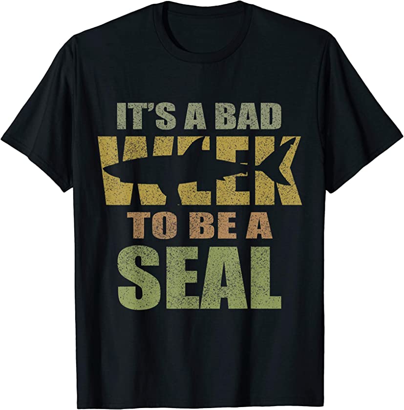 Vintage It’s A Bad Week To Be A Seal Tshirt Shark Lovers