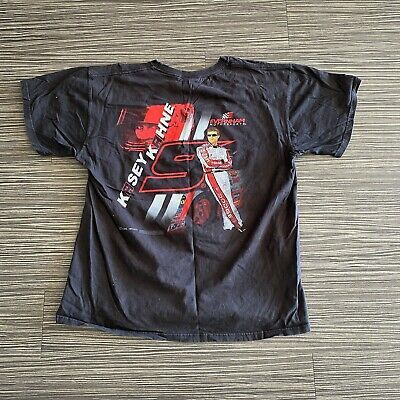 Vintage Y2k Casey Kahne Nascar All Over Graphic Print T-shirt S L Black 5107