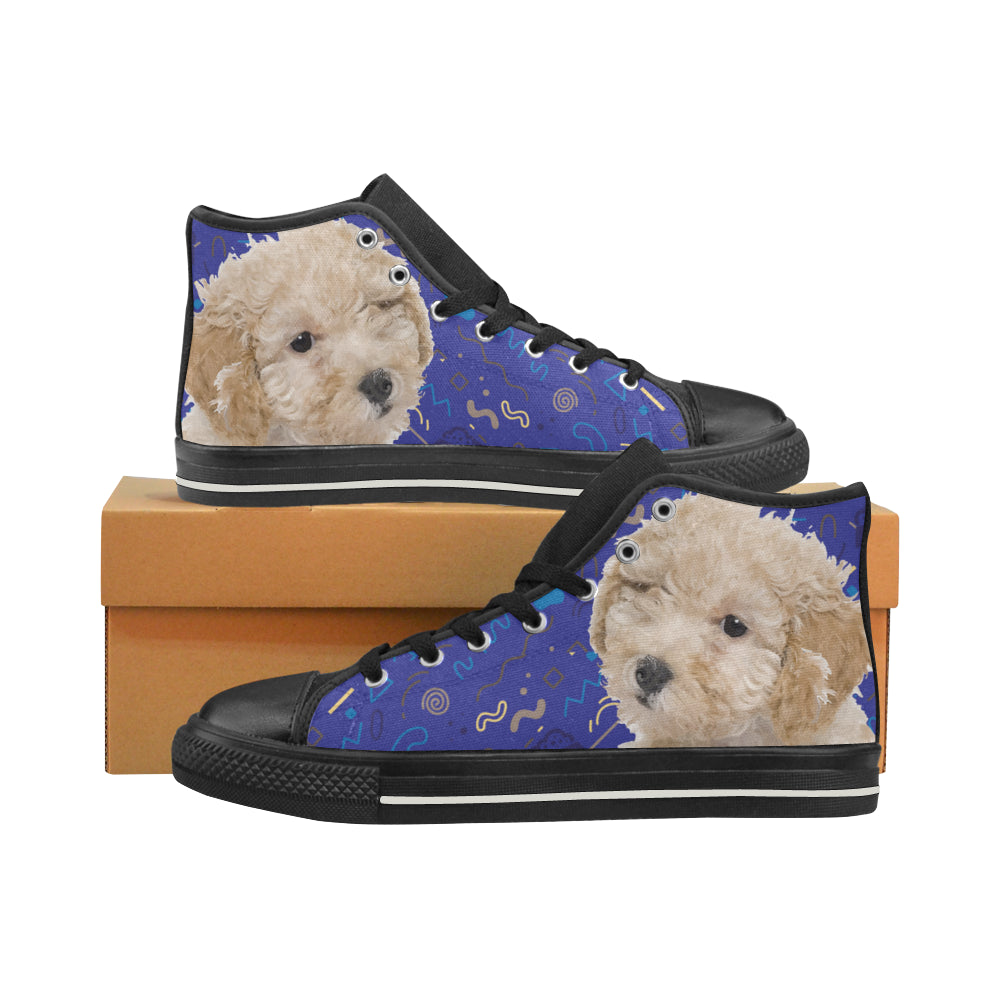 Poochon Dog Black High Top Canvas Women’s Shoes/Large Size