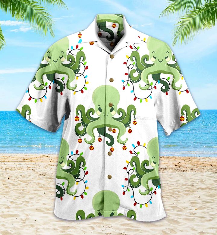 Octopus Christmas Holiday Cute White Hawaii Shirt Ha15738