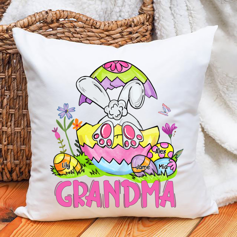 Personalized Grandma Bunny Flower Easter Indoor Pillow