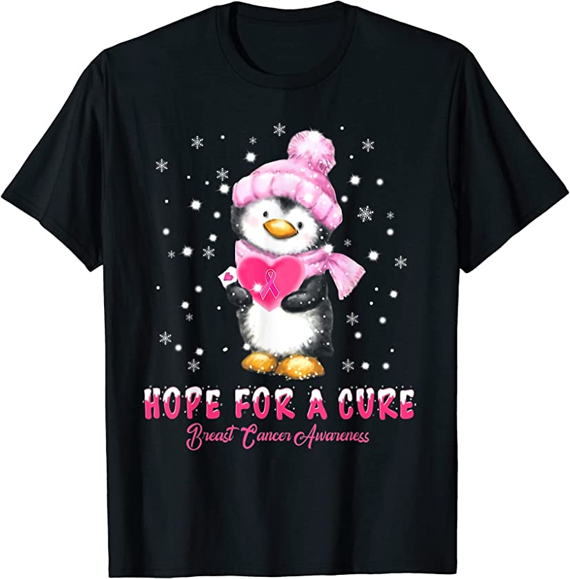 Breast Cancer T-Shirt Christmas Holiday Penguins T-Shirt