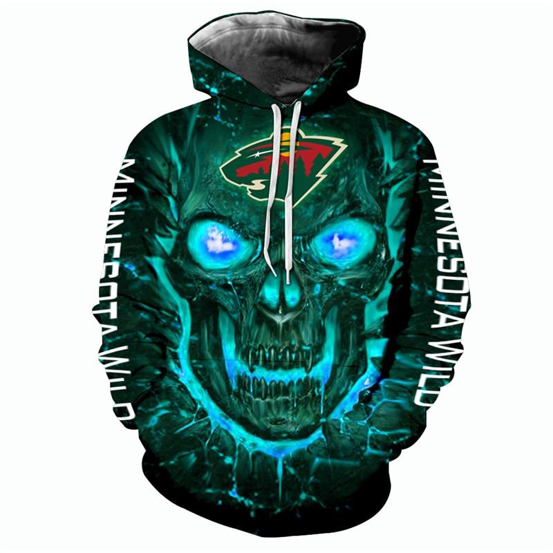 Minnesota Wild Skull 3D Hoodie