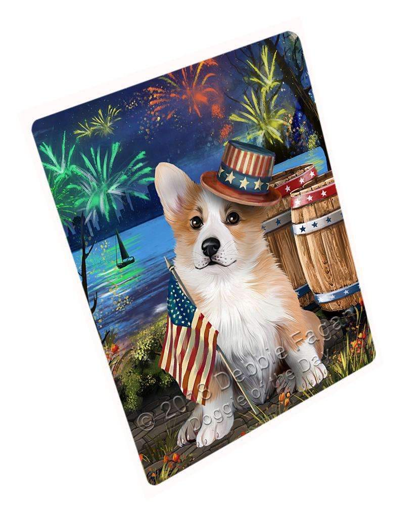 4Th Of July Independence Day Fireworks Corgi Dog At The Lake Blanket Blnkt76350